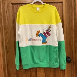 Disney World Goofy Colorblock Sweatshirt Yellow/White/Green – Size M